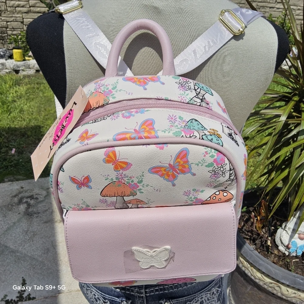 BETSEY JOHNSON LUV BETSEY BLUSH MUSHROOM/BUTTERFLY BACKPACK